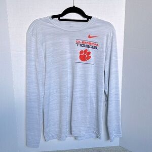 Nike Dri Fit long sleeve Clemson University shirt Sz Medium Gray EUC